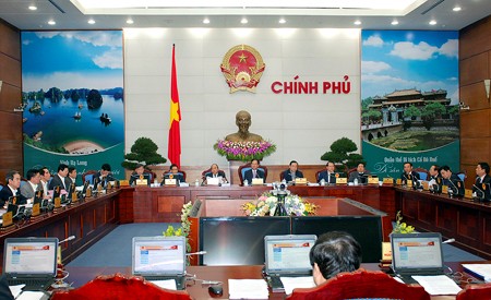 Phiên họp Chính phủ thường kỳ tháng 2/2014. Ảnh: VGP/Nhật Bắc 