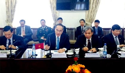 Đoàn cấp cao Ủy ban Trung ương MTTQ Việt Nam tại buổi tiếp. Ảnh: VGP/Tuấn Anh