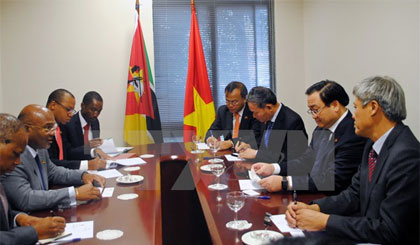 Phó Thủ tướng Hoàng Trung Hải tiếp Bộ trưởng Giao thông và Viễn thông Mozambique. Ảnh: Mạnh Hùng/TTXVN