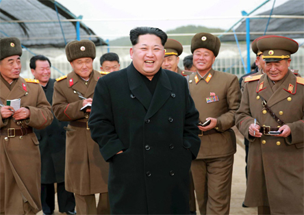 Nhà lãnh đạo Kim Jong-un trong một chuyến thị sát: Ảnh: KCNA