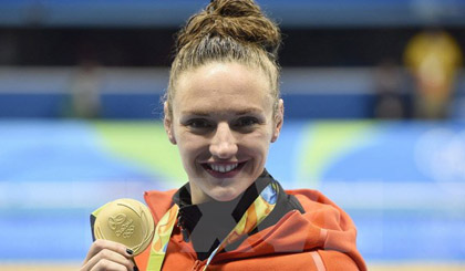  Vận động viên Katinka Hosszu của Hungary giành Huy chương vàng bơi ếch 100m nữ tại Olympic 2016. (Nguồn: EPA/TTXVN)