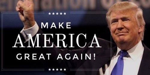 Tỷ phú Donald Trump và khẩu hiệu “Làm cho nước Mỹ vĩ đại trở lại”. Ảnh: Businessinsider