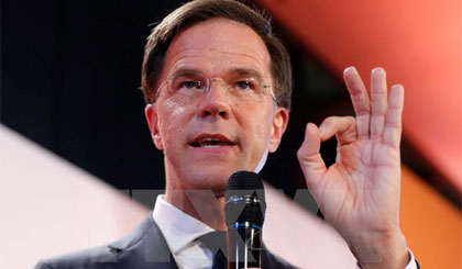 Thủ tướng Mark Rutte phát biểu trước những người ủng hộ. Nguồn: THX/TTXVN