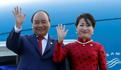 Lễ tiễn Thủ tướng Nguyễn Xuân Phúc và Phu nhân tại sân bay quân sự Palam, New Delhi. Ảnh: Thống Nhất/TTXVN