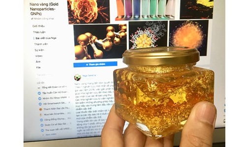 Nhiều sản phẩm giới thiệu trên mạng là nano vàng nhưng công hiệu rất mù mờ. Ảnh: GIA QUẢNG
