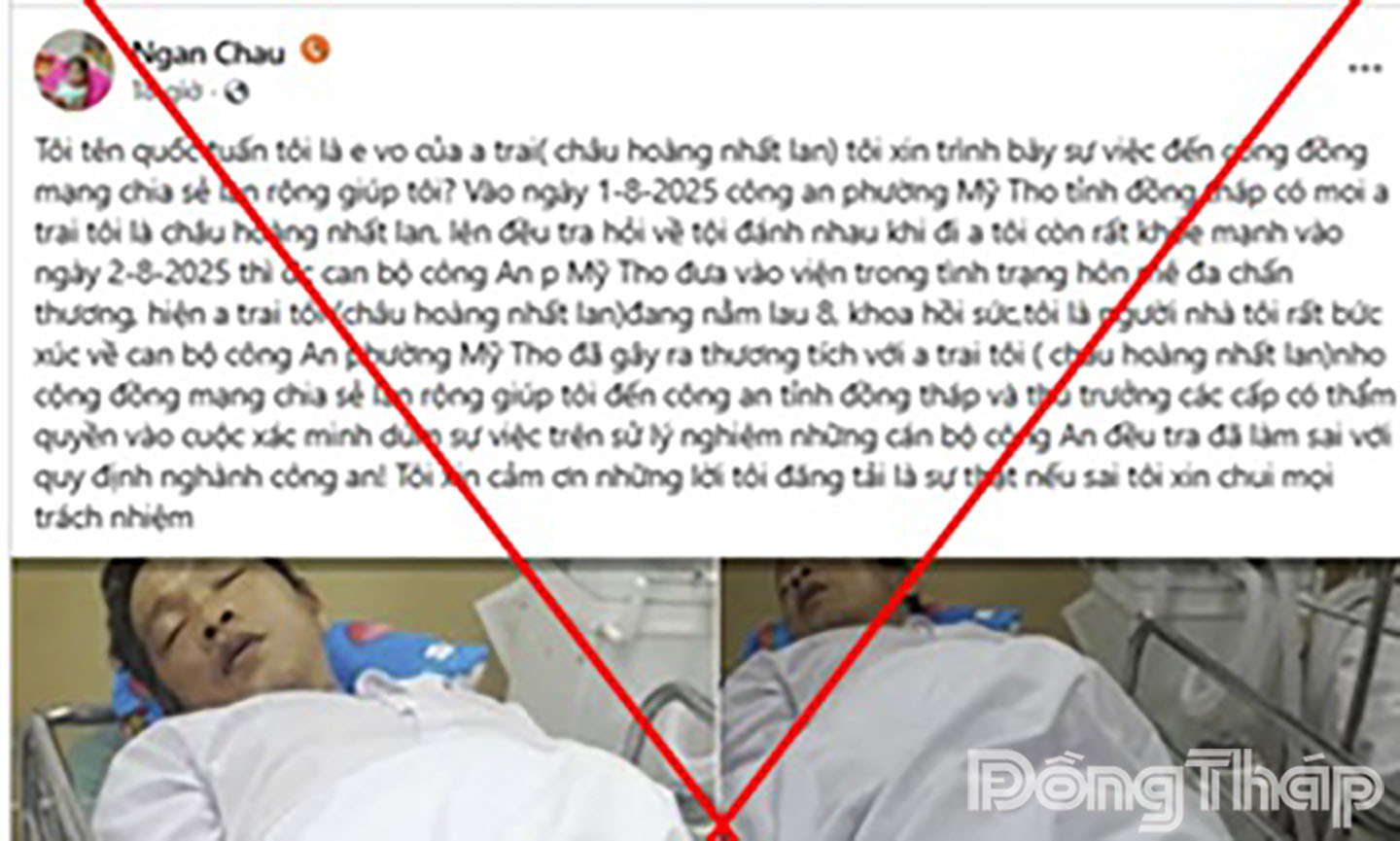 Thông tin sai sự thật về Công an phường Mỹ Tho trên không gian mạng