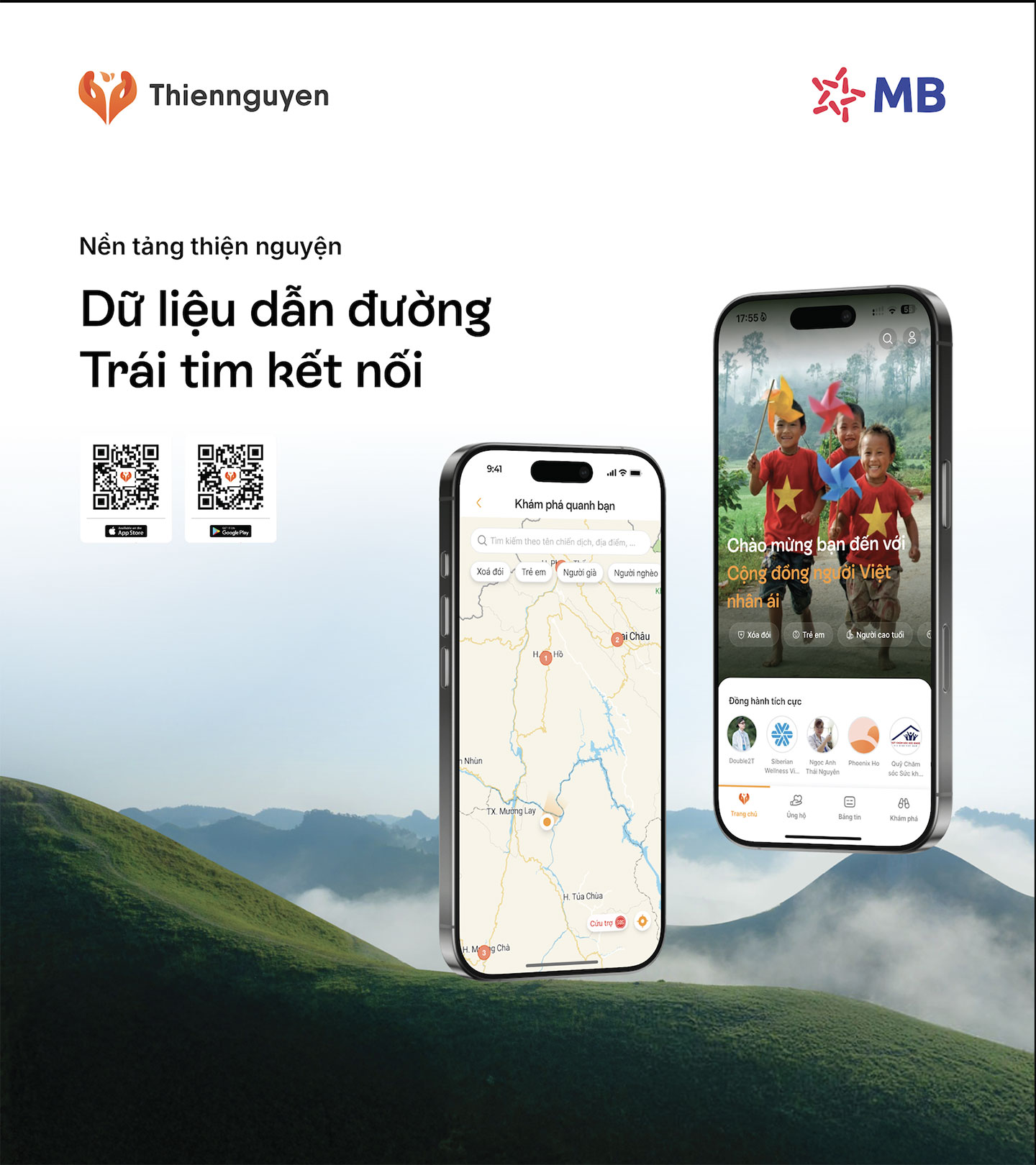Nền tảng Thiện nguyện với thông điệp “Dữ liệu dẫn đường, trái tim kết nối”.
