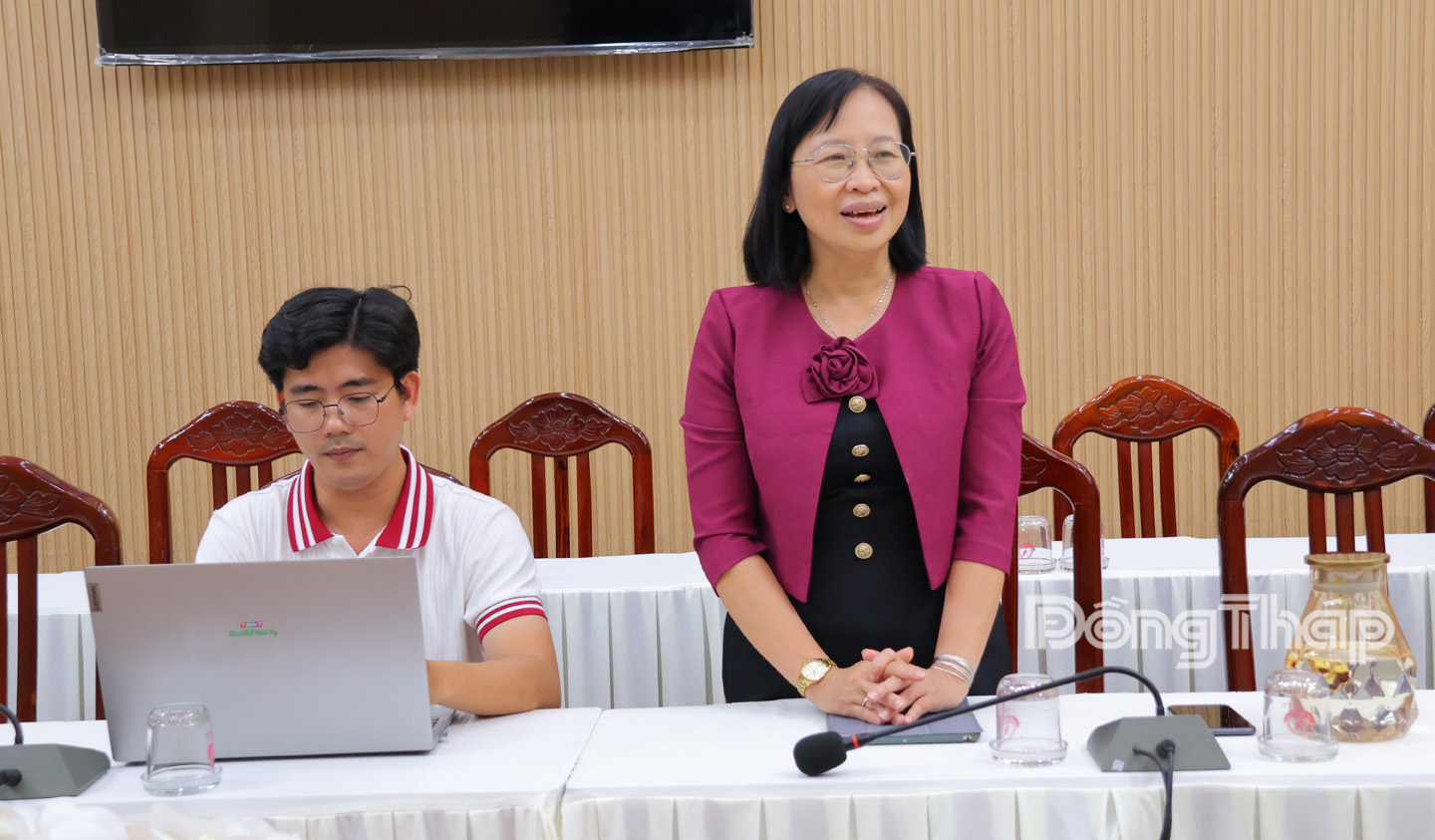 Đồng chí Nguyễn Thị Ngọc Diệp ghi nhận sự quan tâm, phối hợp của lãnh đạo các xã và khẳng định Ban Biên tập Báo và phát thanh, truyền hình Đồng Tháp sẽ đồng hành, hỗ trợ cơ sở trong công tác truyền thông.