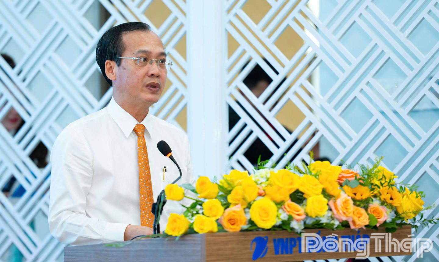 Đồng chí Trần Trí Quang, Phó Bí thư Tỉnh ủy, Chủ tịch UBND tỉnh Đồng Tháp phát biểu tại buổi lễ.