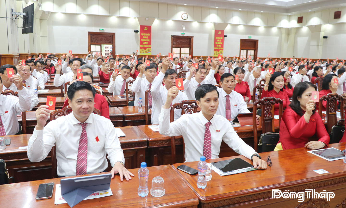 Các đại biểu biểu quyết tại Đại hội.                                                                                                  Ảnh: MỸ XUYÊN