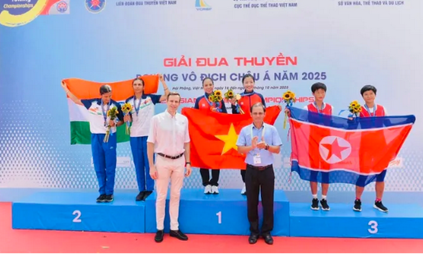 Các tuyển thủ Việt Nam giành 4 HCV ngày chung kết đầu tiên giải rowing châu Á 2025