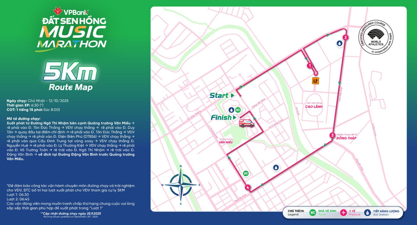Lộ trình thi đấu 5 km.