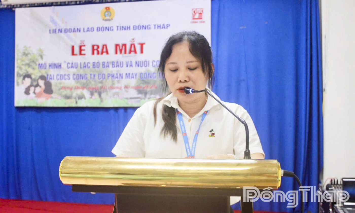 Bà Nguyễn Kim Phụng, Chủ nhiệm Câu lạc bộ phát biểu nhận nhiệm vụ.