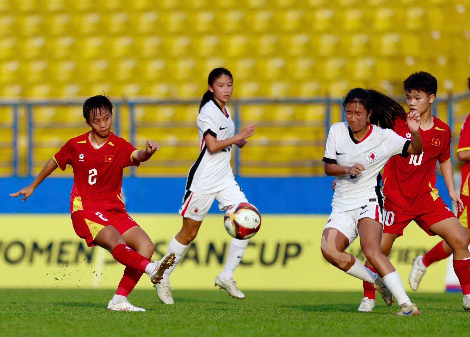 Đội tuyển U17 nữ Việt Nam giành chiến thắng với tỷ số 1-0 trước đội tuyển U17 nữ Hồng Kông  Ảnh: VFF