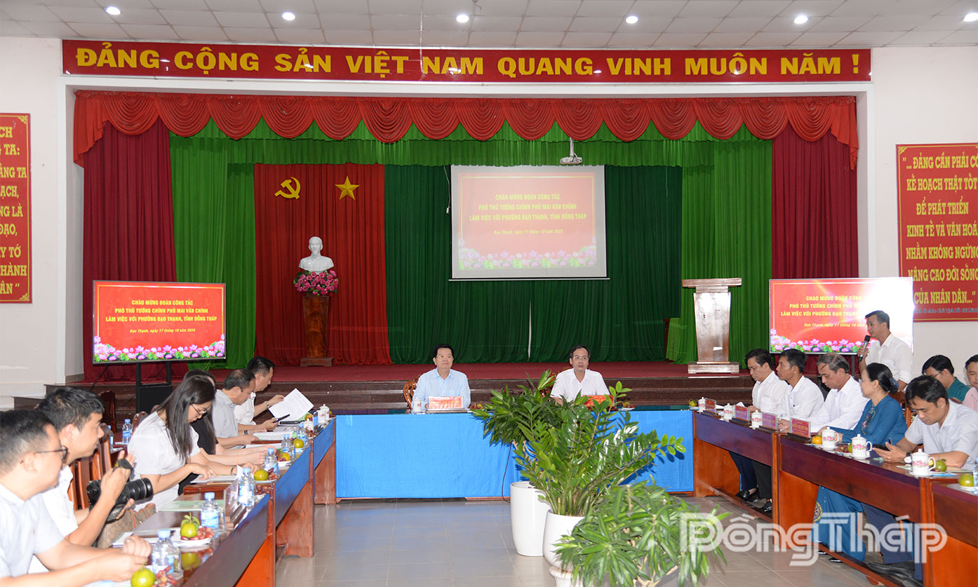 Phó Thủ tướng Chính phủ Mai Văn Chính làm việc với lãnh đạo phường Đạo Thạnh.