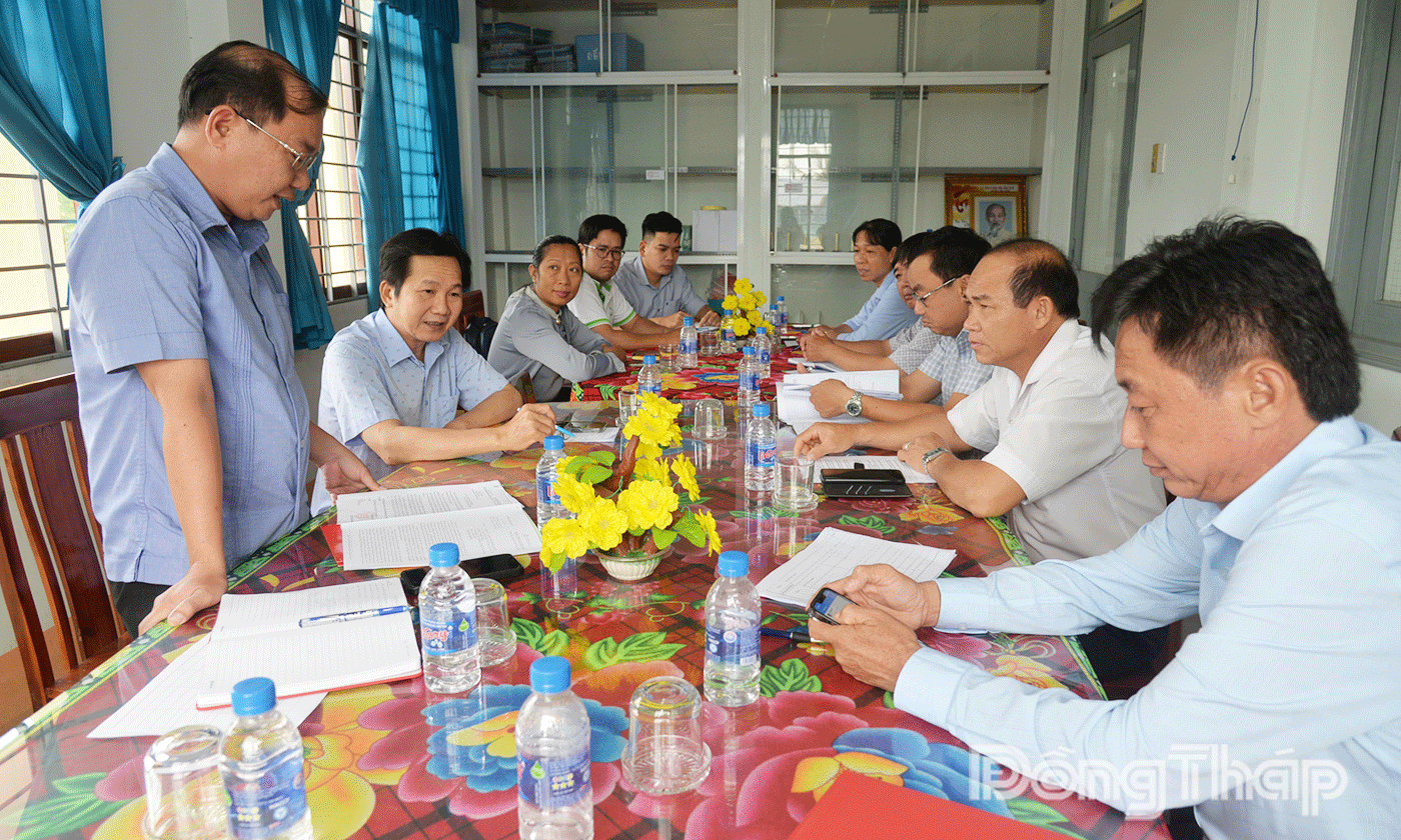 Lãnh đạo xã Tân Thuận Bình phát biểu tại buổi làm việc.