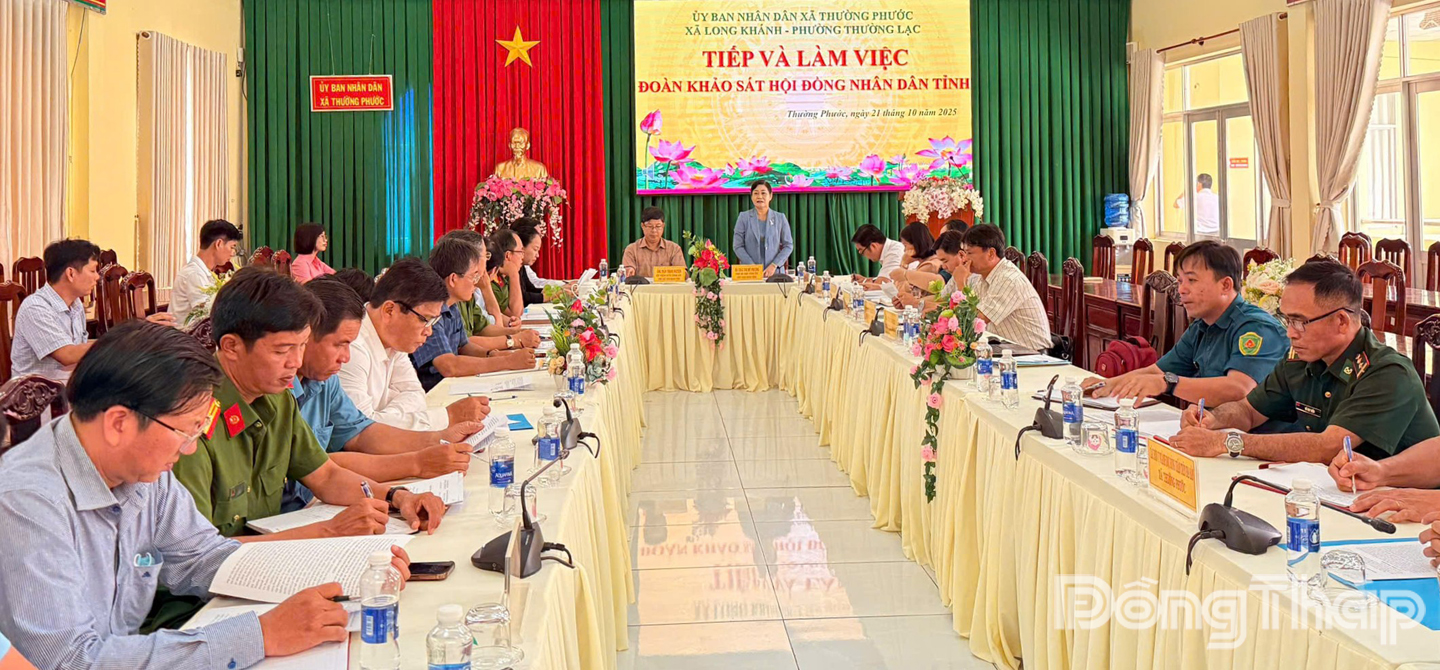 Quang cảnh buổi làm việc với các xã, phường.
