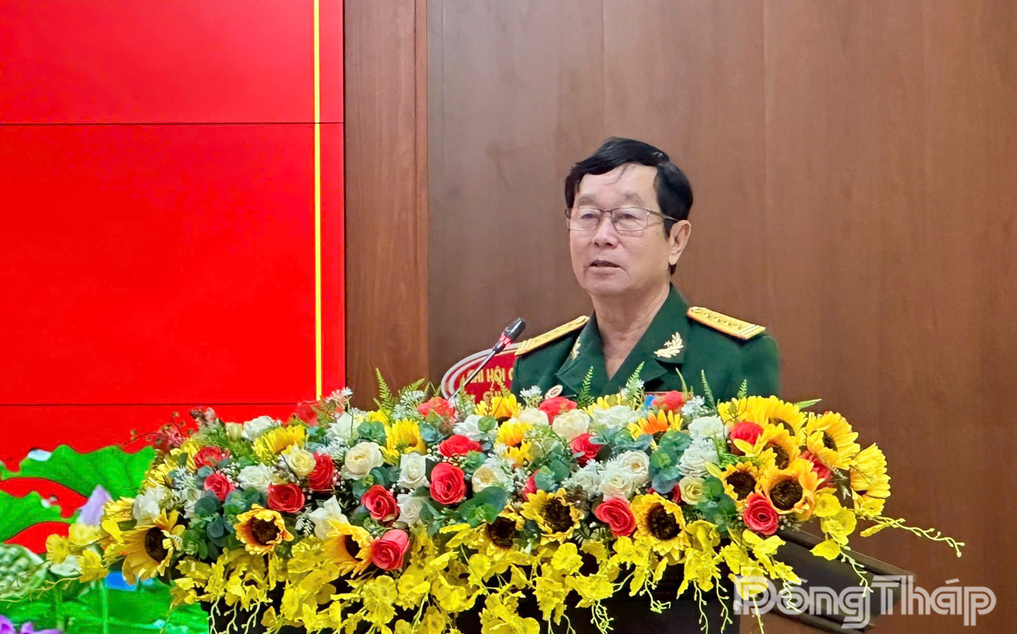 Phó Chủ tịch Hội Cựu chiến binh tỉnh Đồng Tháp Lê Thanh Đức phát biểu chỉ đạo Đại hội. Ảnh: QUỐC TÍN