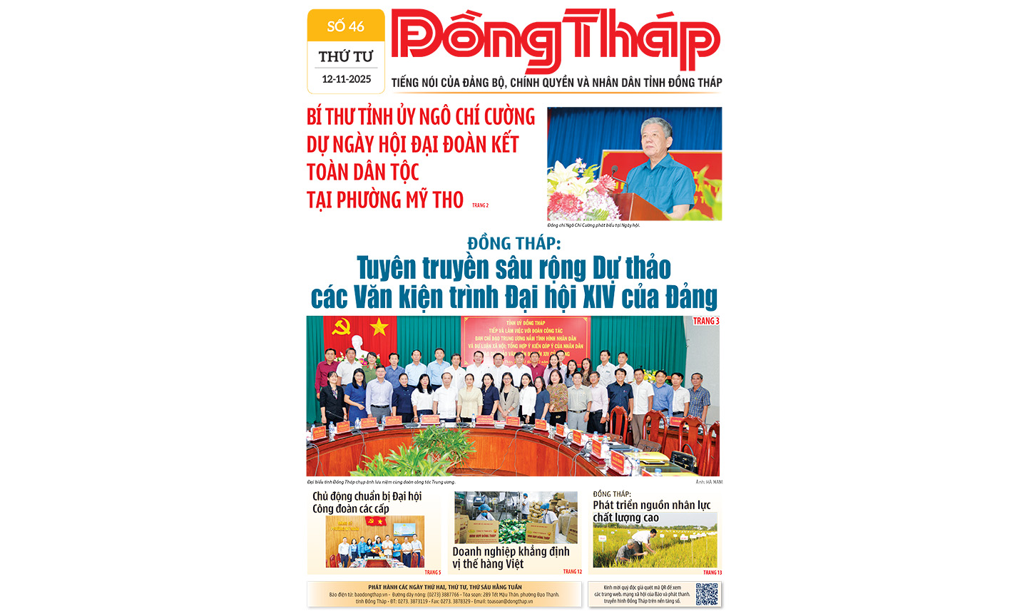 Đón đọc Báo Đồng Tháp số ra ngày 12-11