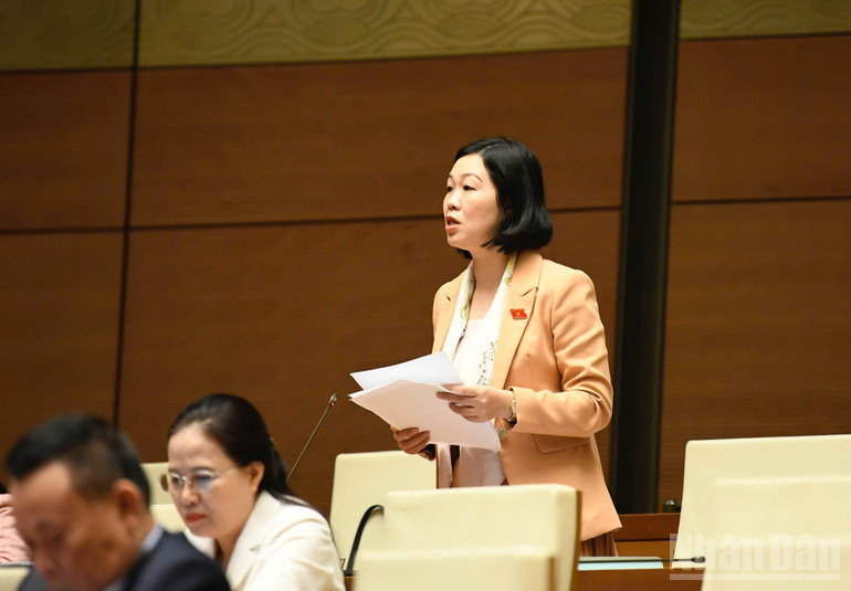 Đại biểu Nguyễn Thị Lan Anh (Lào Cai) phát biểu. (Ảnh: DUY LINH)