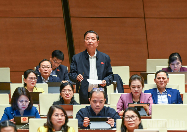  Đại biểu Hà Thọ Bình (Hà Tĩnh) phát biểu. (Ảnh: DUY LINH)