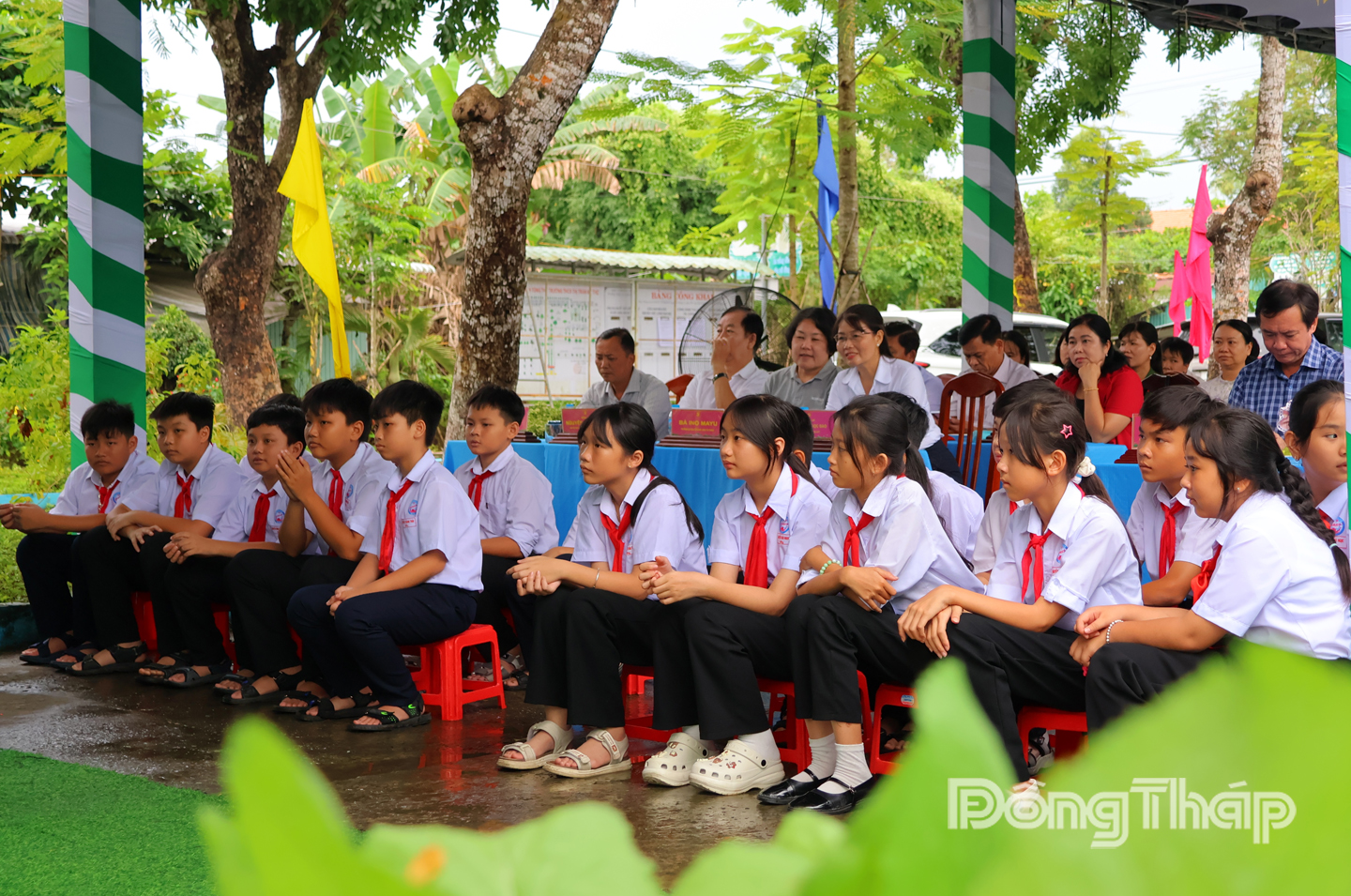 Các em học sinh Trường THCS thị trấn Mỹ Thọ tham dự chương trình “Tặng hạt giống – Gieo mầm xanh cho trường học” chào mừng Kỷ niệm 43 năm Ngày Nhà giáo Việt Nam (20-11-1982 – 20-11-2025)..