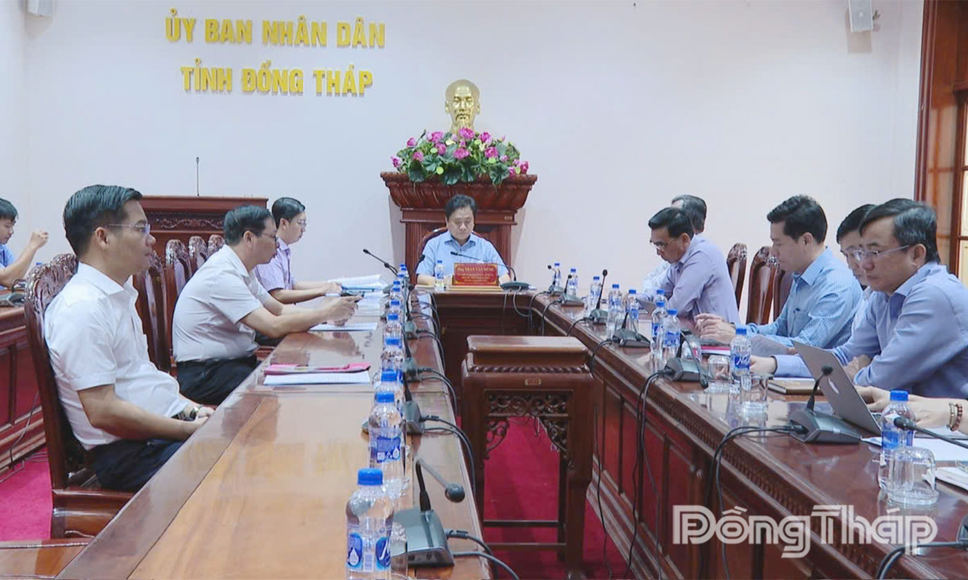 Quang cảnh hội nghị tại điểm cầu tỉnh Đồng Tháp.